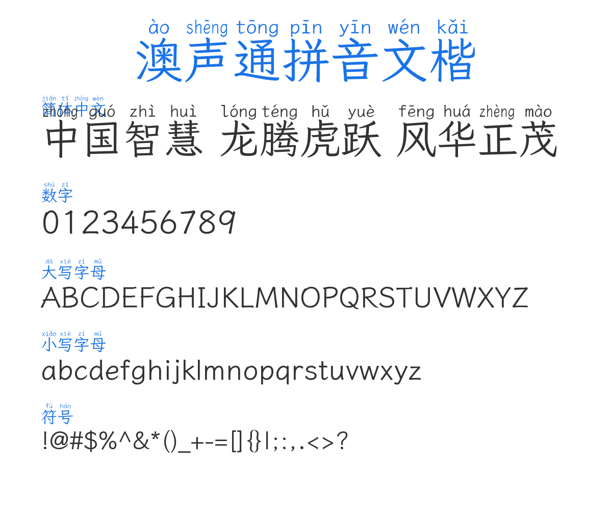 ToneOZ-Pinyin-WenKai-Regular 预览